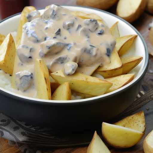 Строганов со сливками и картофельными дольками