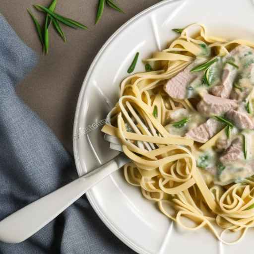 Мясо с лапшой со сливочным эстрагоном