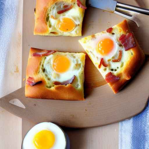 Фокачча для завтрака с яйцом и беконом