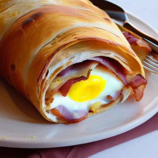 Стромболи для завтрака с яйцом и беконом