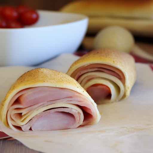 Роллы стромболи с яйцом и ветчиной