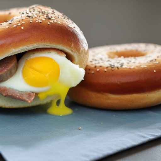 Бублик для завтрака с яйцом и колбасой