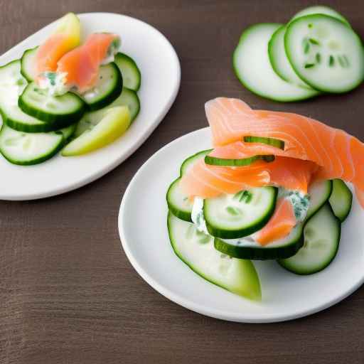 Яичный салат с копченым лососем и огурцом