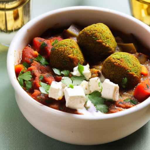 Фалафель и тушеные баклажаны с сыром Фета