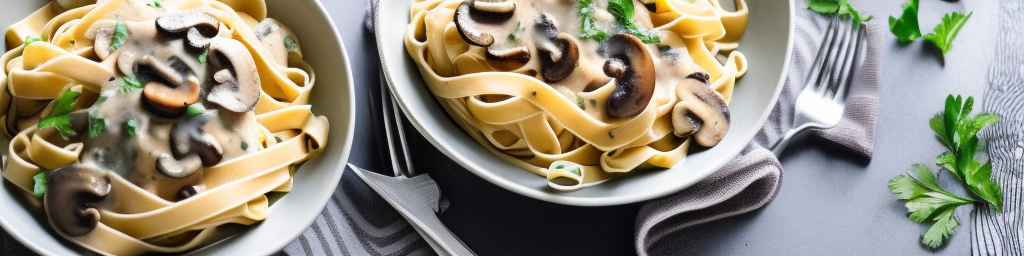Фетучине с беконом и грибным соусом