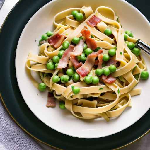 Фетучине с беконом и гороховым соусом