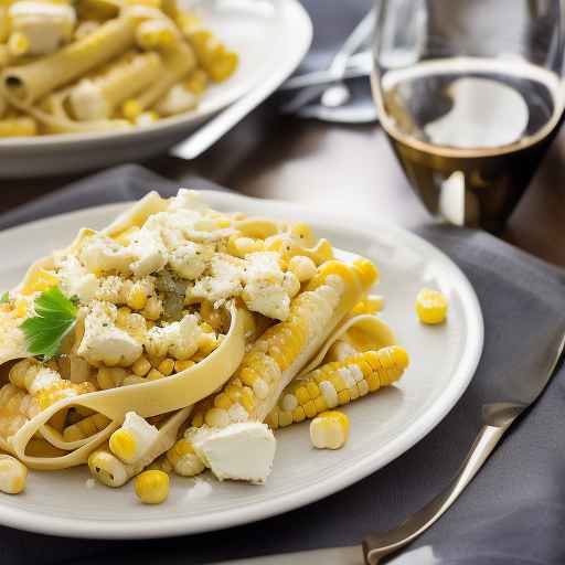 Фетучине с кукурузой на гриле и сыром котиха