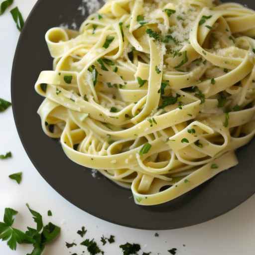 Фетучине с чесноком и зеленью