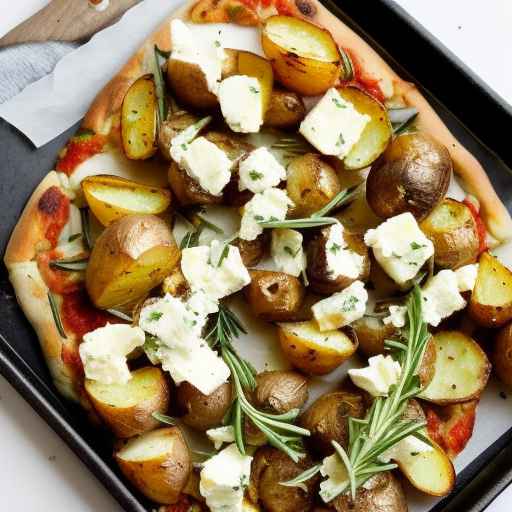 Пицца из запеченного картофеля с чесноком и травами, сыром Фета и розмарином