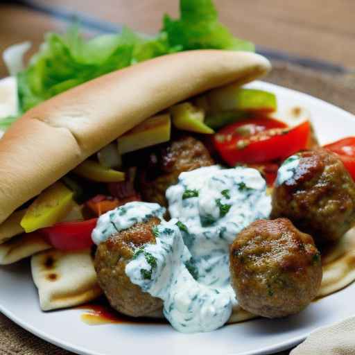 Гирос из фрикаделек с соусом цацики и сыром фета