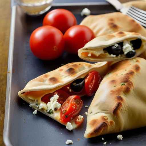 Греческие кальцоне с фетой, оливками и помидорами