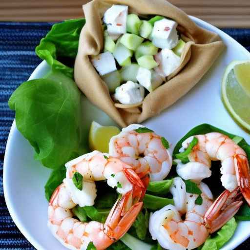 Фаршированные кармашки с греческим салатом из креветок