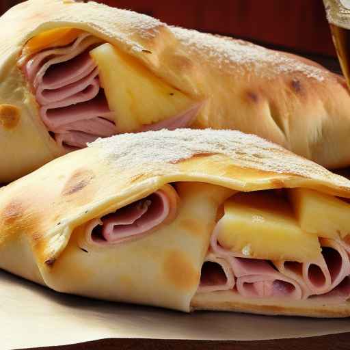 Кальцоне с ветчиной и ананасами и сыром моцарелла