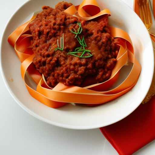 Домашние плоские ленточки с соусом Болоньезе