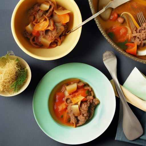 Домашние плоские ленты с пикантным мясным рагу