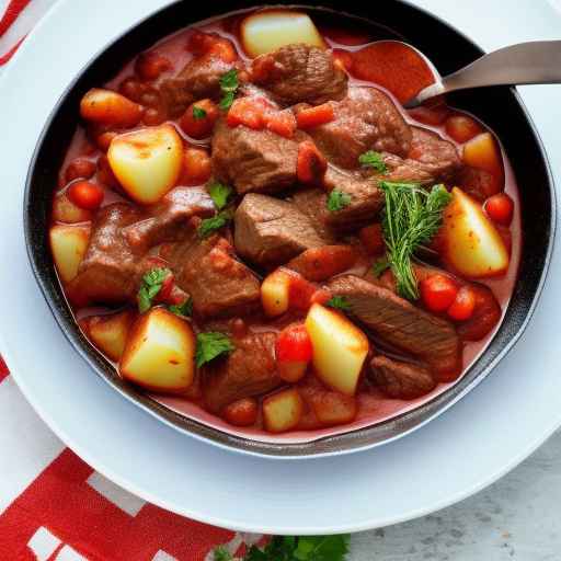 Гуляш из говядины по-венгерски с картофелем и паприкой