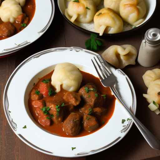 Венгерский гуляш из баранины и картофеля с клецками