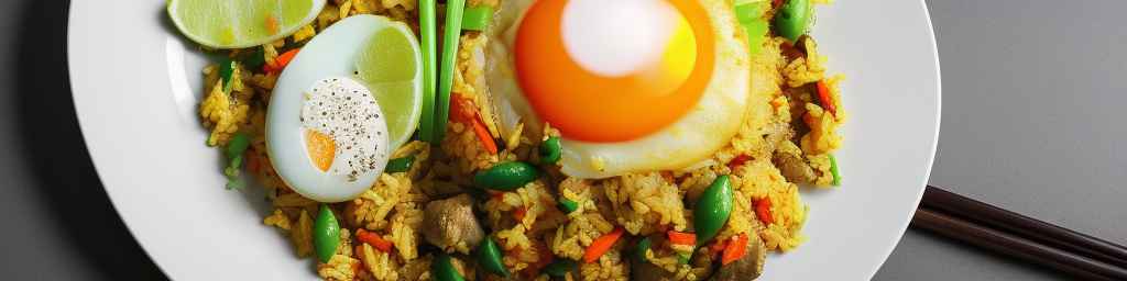 Индонезийский наси горенг с жареным рисом и яйцом