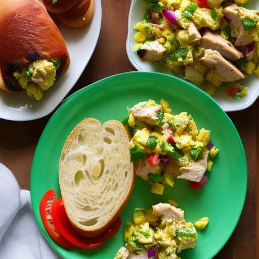 Ямайский яичный салат с курицей джерк