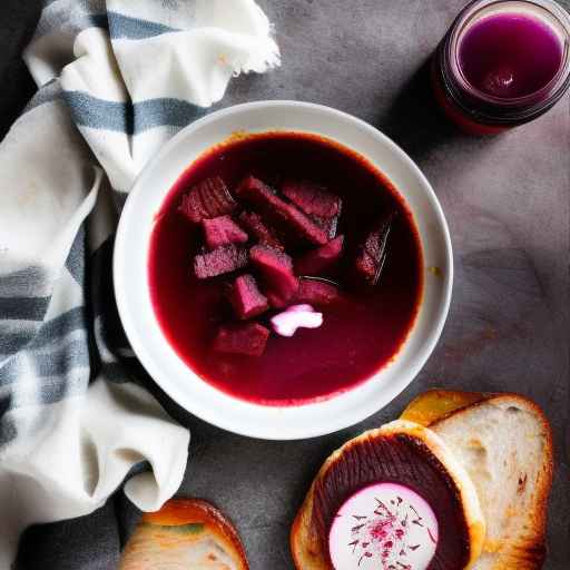 Еврейский борщ с говяжьей грудинкой и свеклой