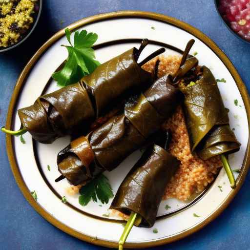 Баранина и булгур, фаршированные виноградными листьями