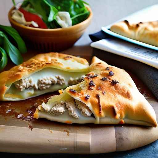 Кальцоне с луком-пореем и моцареллой