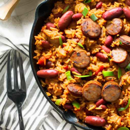 Джамбалайя с андуйской колбасой и красной фасолью по-луизиански