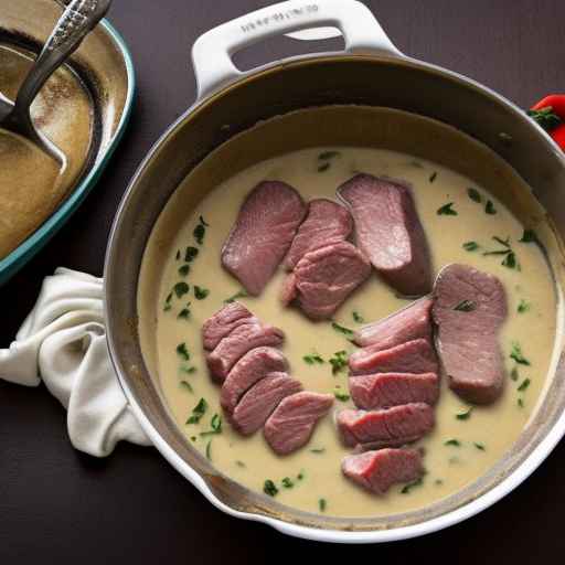 Мясо в сливочно-винном соусе