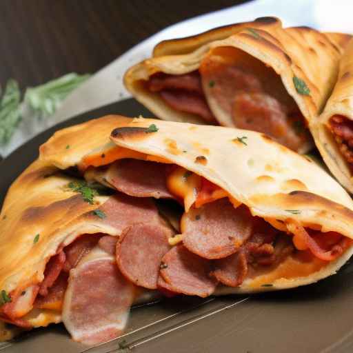 Кальцоне для любителей мяса с колбасой, пепперони и беконом