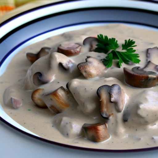 Мясные наконечники в грибном соусе со сливками