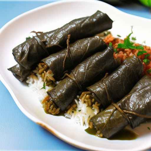 Фаршированные виноградные листья с бараниной и рисом