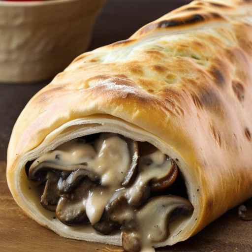 Рулет кальцоне с грибами и сыром