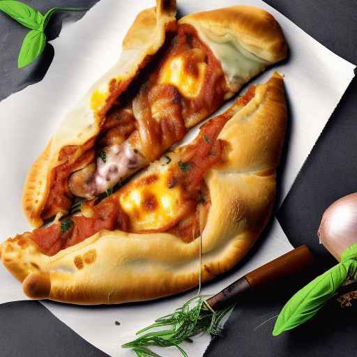 Кальцоне с луком и моцареллой