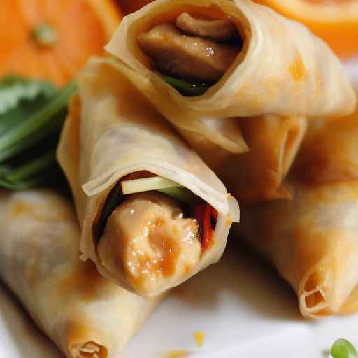 Яичные роллы с курицей в апельсине