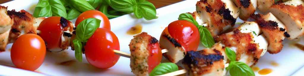 Шпажки с курицей и капрезе с пармезановой корочкой
