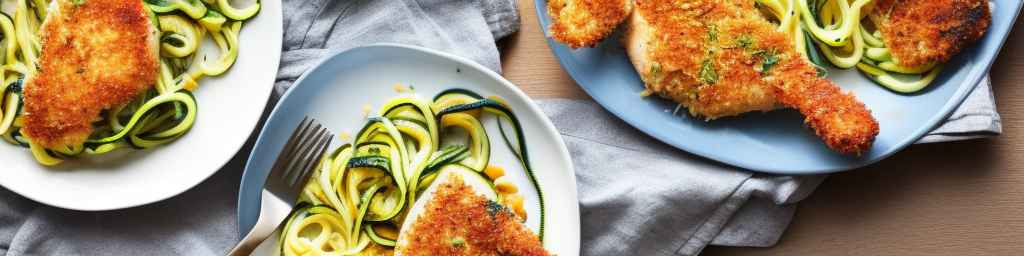 Курица с пармезановой корочкой и лапшой из цуккини