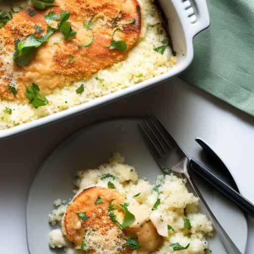 Запеканка из курицы с пармезаном и рисом из цветной капусты