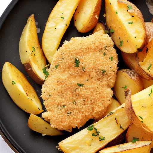 Курица с пармезаном и запеченные картофельные дольки