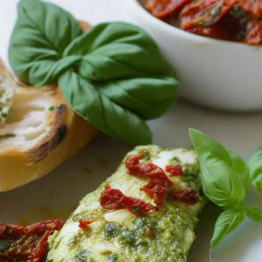 Кармашки с курицей и вялеными помидорами с песто