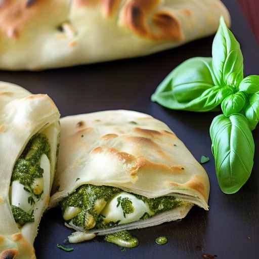 Куриные кальцоне с сыром моцарелла и базиликовым песто