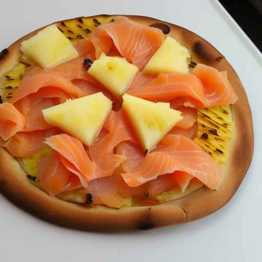 Пицца с ананасами и копченым лососем