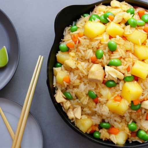 Жареный рис с ананасами