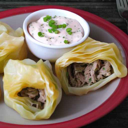 Парцеллы из свинины и капусты со сметанным соусом