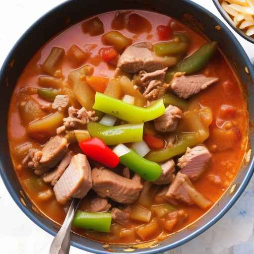 Гуляш из свинины с зеленым перцем
