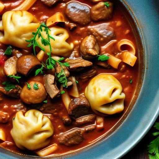 Гуляш из свинины и грибов с клецками