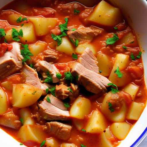 Гуляш из свинины и картофеля с квашеной капустой