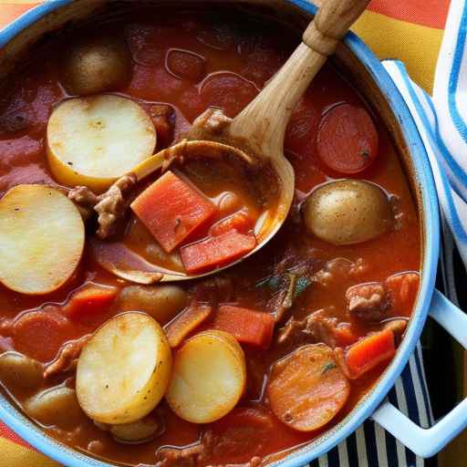 Тушеная свинина с помидорами и картофелем