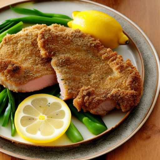 Свиной шницель с лимонным укропным соусом