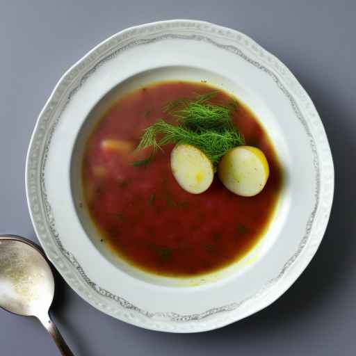 Борщ из редиса и картофеля с укропом и лимоном