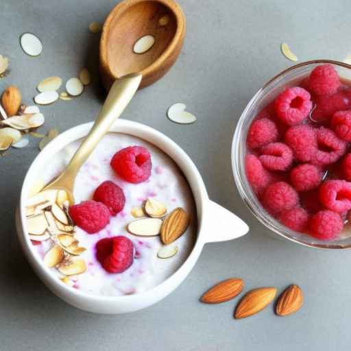 Каша с малиной и миндалем